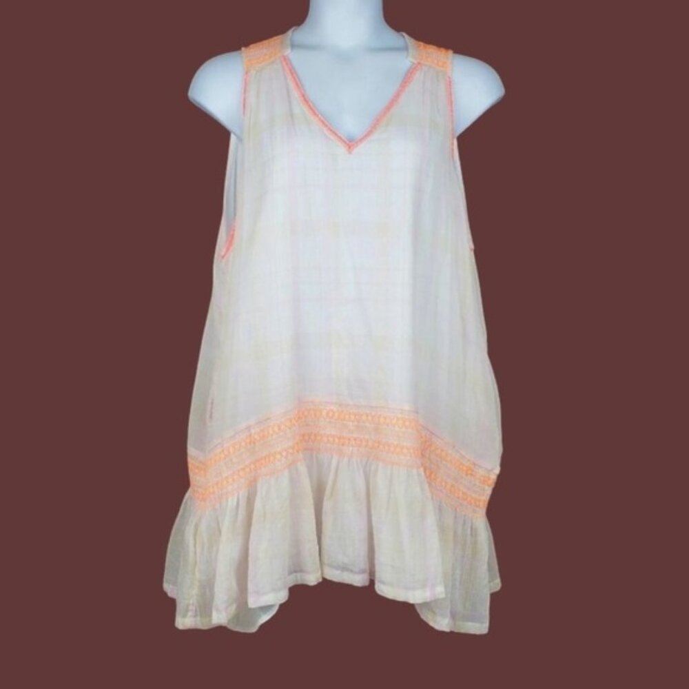 Free People Womens Sleeveless Run With Me Ivory Plaid Mini Dress Size M NWT